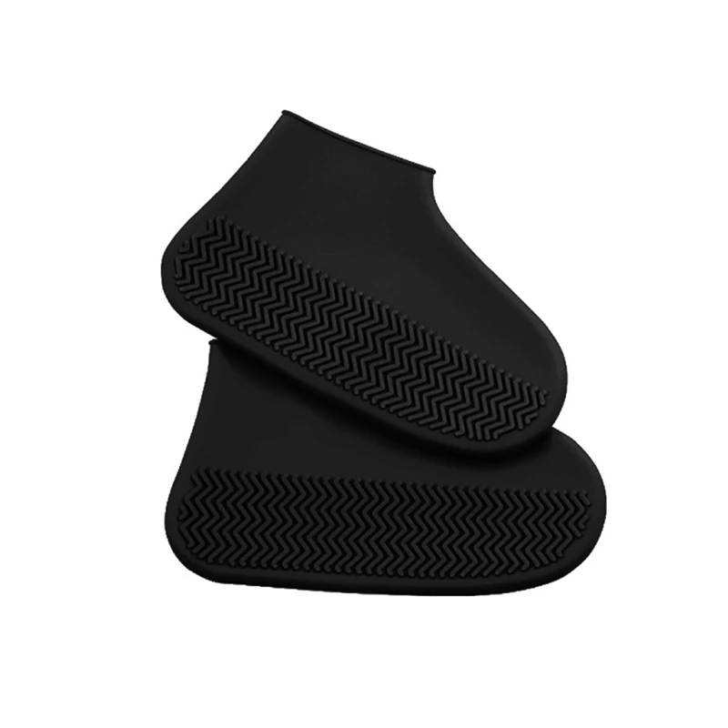 Водонепроницаемые бахилы силиконовый материал унисекс обувь протекторы резиновые сапоги для внутреннего наружного дождливого дня - Цвет: Черный