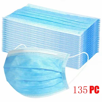 

PM2.5 135PC Disposable Face Mask Denta Industrial 3Ply Ear Loop Protection Printing Face Dust Mouth Mask Unisex Washable