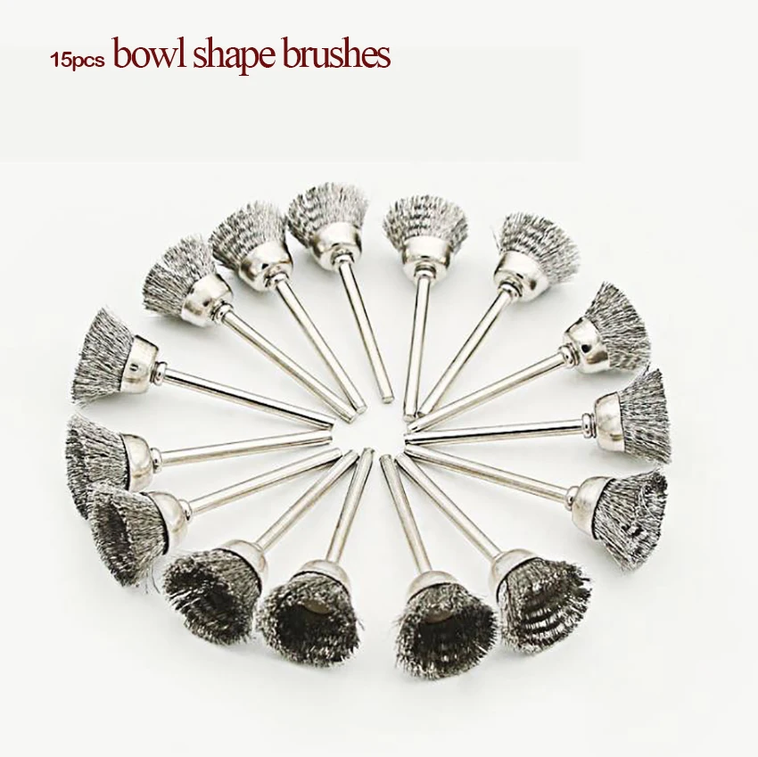 45Pcs Steel Wire Rotary Wheels Brushes, Pen-shape Bowl-Shape T-shape Metal Polishing Rust Removal Walnut Jade Cleaning Brush Set