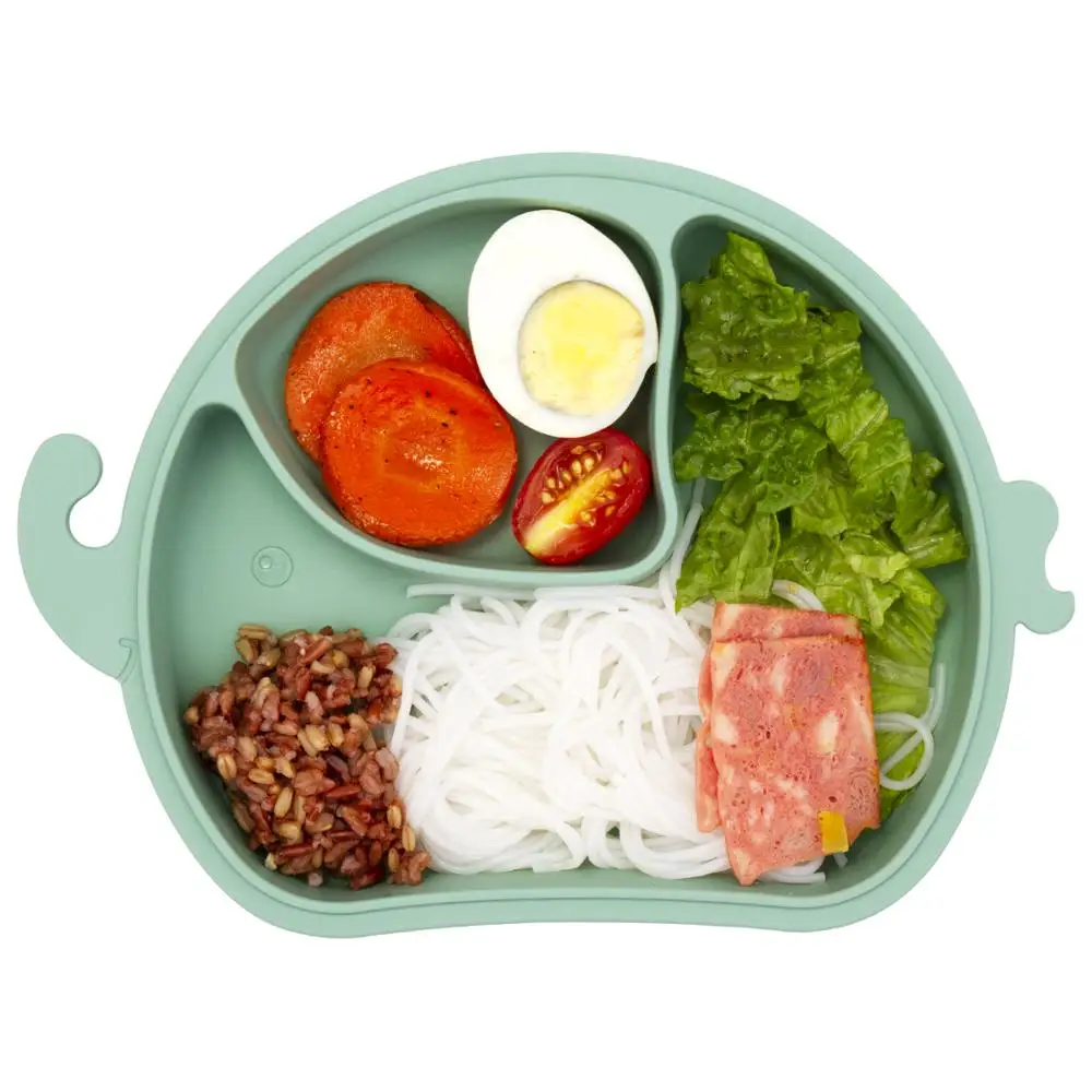 

Section Dishes for Toddlers Solid Feeding Plate Divided Silicone Suction Bowl Strong Stick on Table