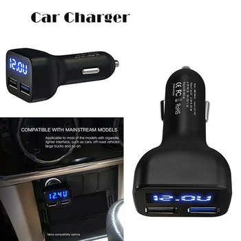 

LED Display Dual USB Ports Auto Car Cigarette Charger With Volt Amp Meter 12-24V