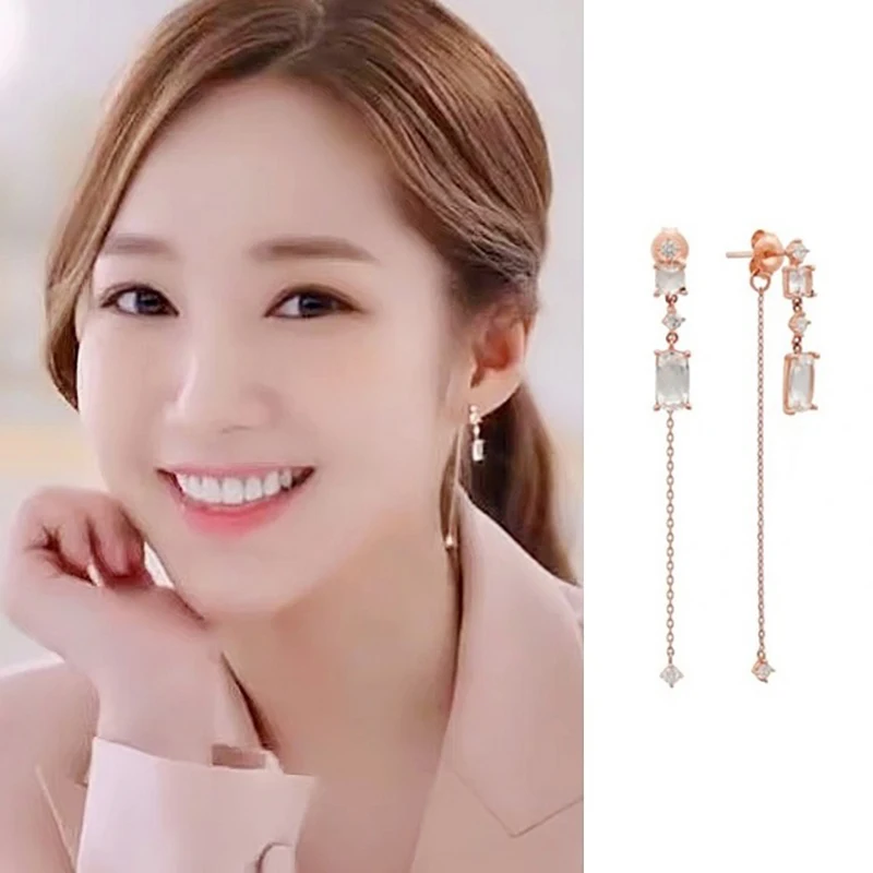 

Korean Popular TV Star Fashion Elegant Crystal Drop Earrings Tassels Eardrop For Female Earrings Pendientes Brincos Ornament