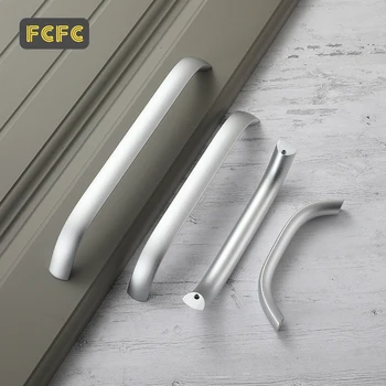 FCFC Cabinet Handles Drawer Pulls Long Silver 320MM Wardrobe Closet Kitchen Cabinet Knobs Handles for Furniture Handles Pulls