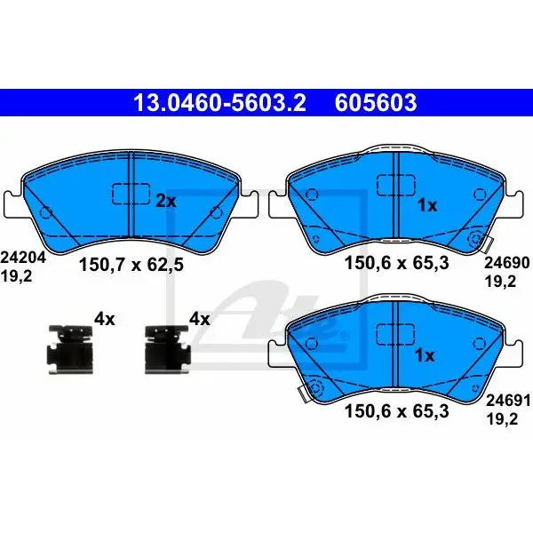 Колодки дисковые п.\ Toyota Auris/Avensis/Verso 1.6-2.2D 09 ATE