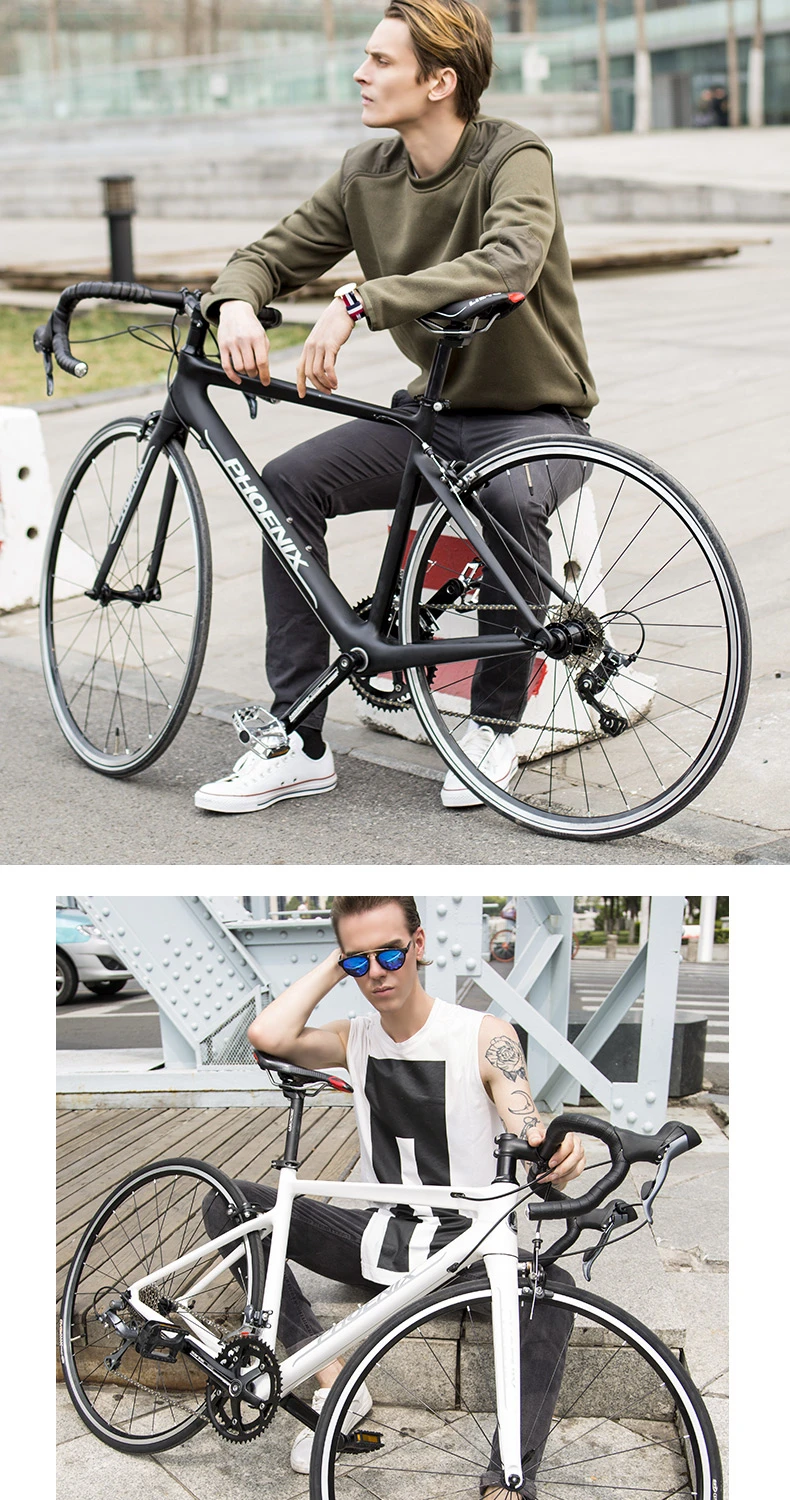 Excellent Carbon fiber road bike 8/16/18 speed men and women cross country curved road bike bicycle 9.5 kg portable 3