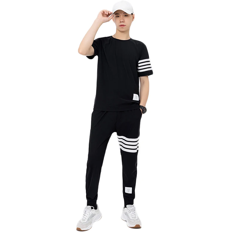 Спортивный костюм мужской из 2 предметов повседневная облегающая футболка с