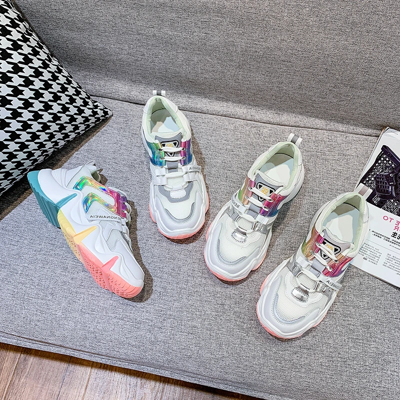 

Summer Sneakers Women Breathable Mesh Walking Shoes for Lady Casual Shoes Rainbow Sneakers 2020 Summer