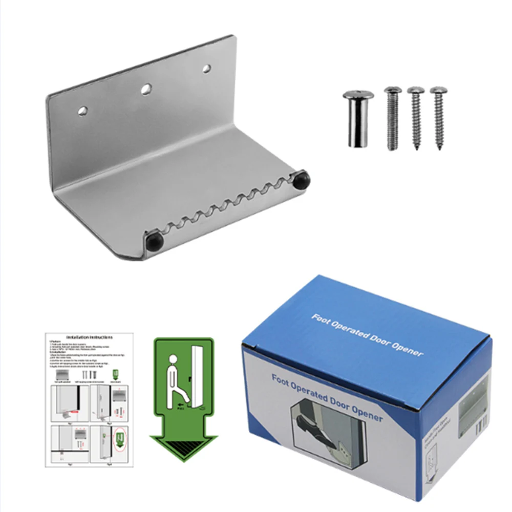 Top Quality Stainless Steel Hands Free Foot Operated Door Opener Handle Bracket 3mm Thick Convenience Door Opener