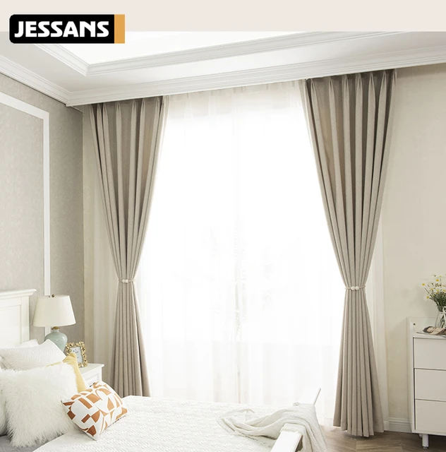 Cortina de gasa azul de estilo coreano para decoración de sala de estar, cortinas  blancas para salón, dormitorio de niña, cortina opaca de doble capa -  AliExpress