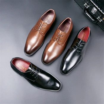

Large Size Men's Formal Shoes New High Quality Cowhide Rubber Stitching Soles Business Dress Shoes Men Genuine Leather Shoes