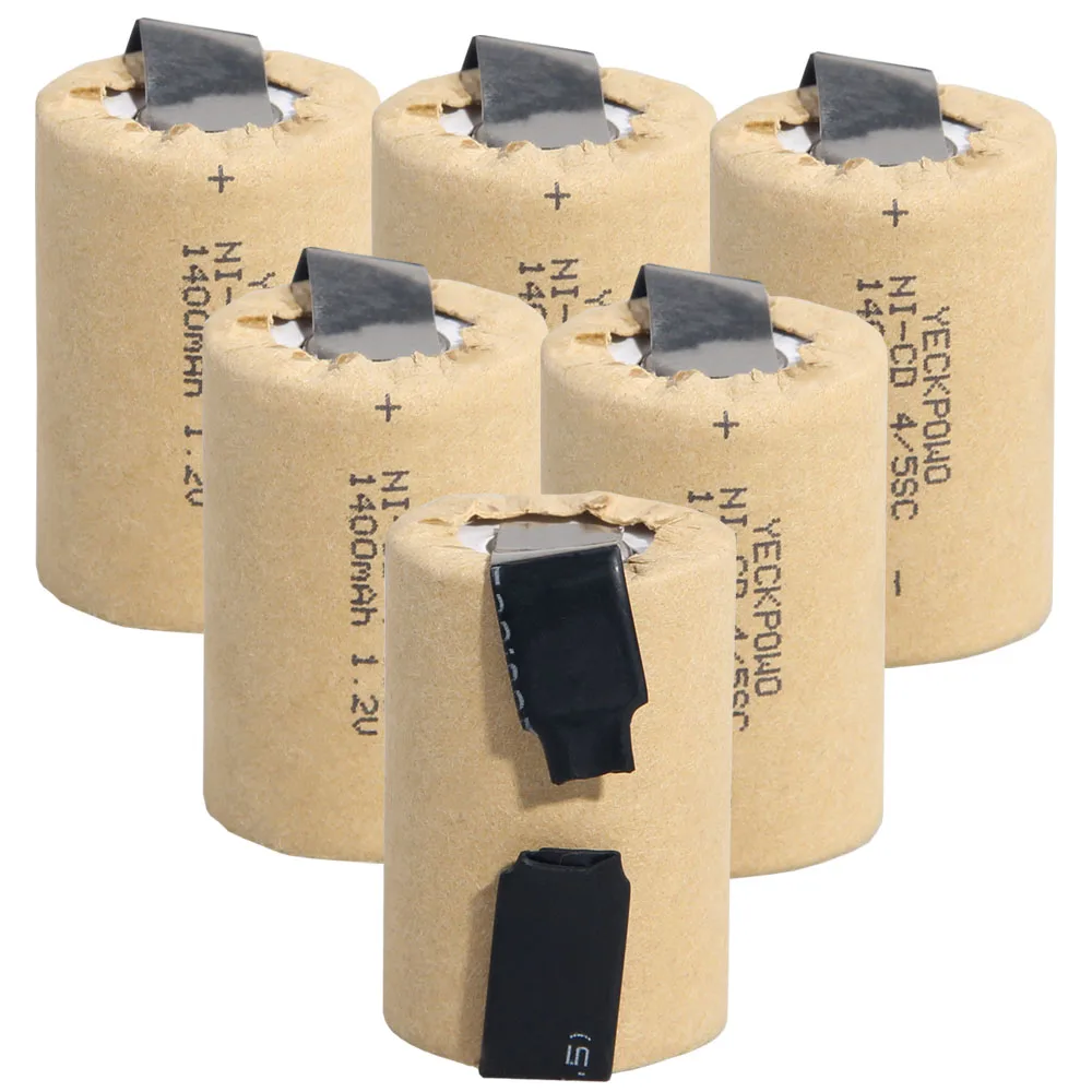 6 шт. 4/5SC батареи 1.2В SUBC перезаряжаемые 1400mah плоский верхний цвет случайный |
