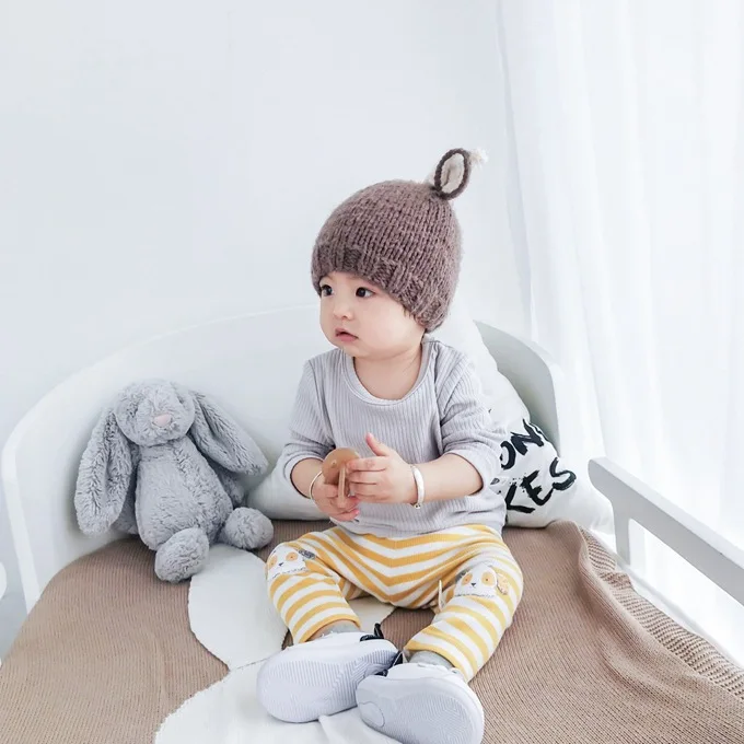 Mini Babe City/детская одежда; сезон весна-осень; брюки с героями мультфильмов для младенцев; универсальные детские леггинсы в полоску