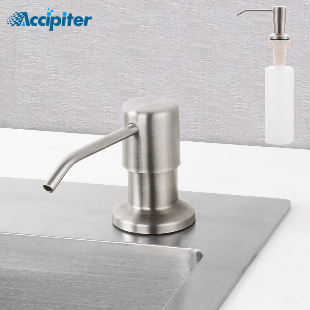 Deck Mounted Kitchen 400ml Soap Dispensers Stainless Steel Kitchen Counter Top Dispenser Hand Sanitizer Dispenser Plastic Bottle