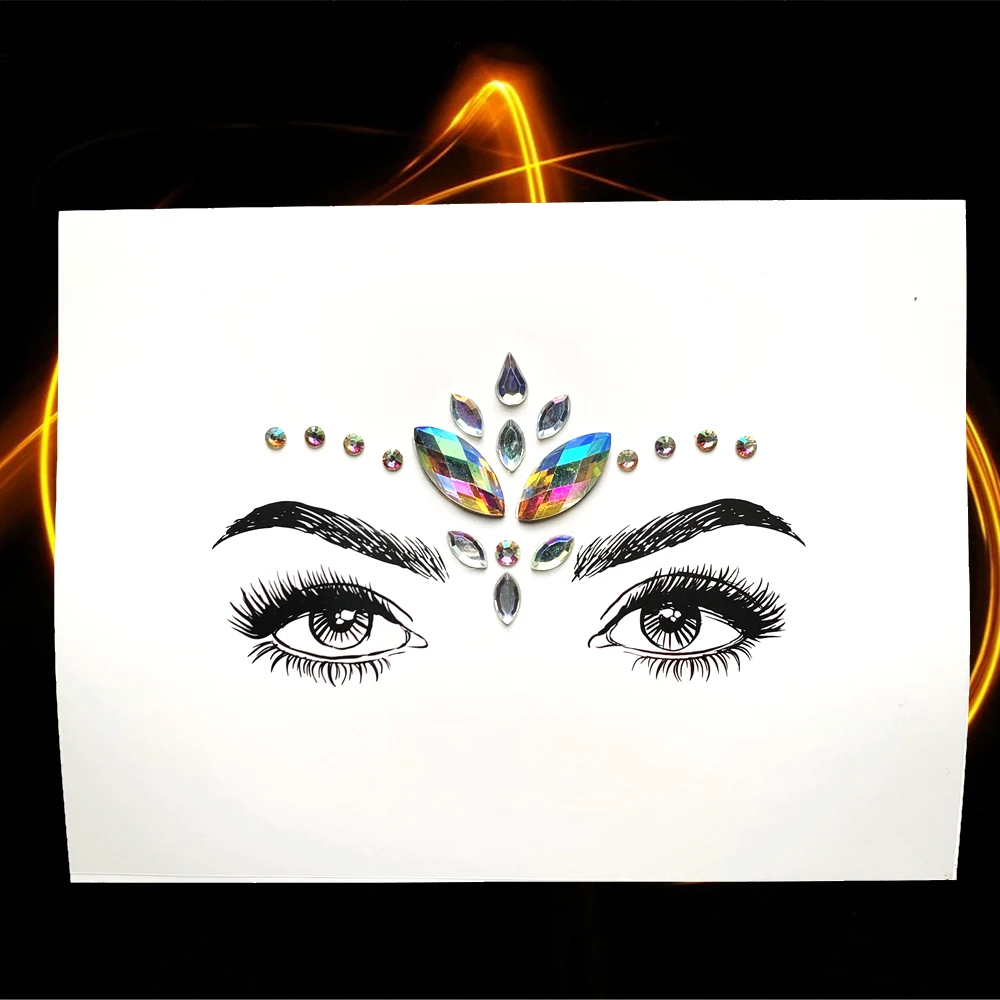 DIY Glitter Eye Stickers Glitter Face Jewelry Ornament Crystal Boho Tribal Style For Festival Wedding Eyes Makeup Tools Cosmetic - Цвет: HXBS16