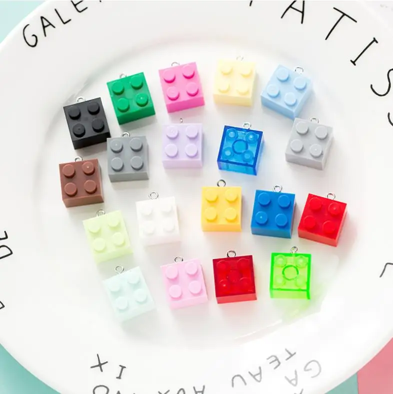 mix 200pcs Mini Building Blocks Plastic Resin Cabochon With Hook DIY Jewelry Making Accessories Keychain Bag Pendant Phone Decor - Окраска металла: mix 200pcs