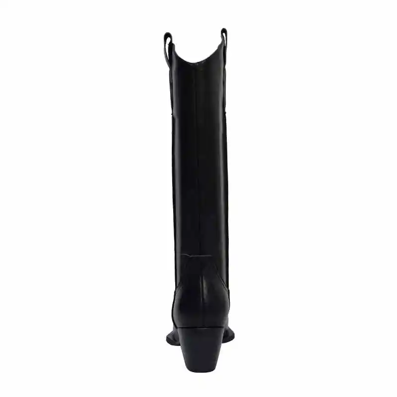 krazing pot genuine leather square high heel handsome riding boots pointed toe pleated decoration charming thigh high boots l76