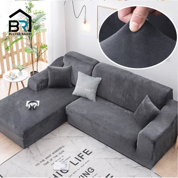 

Winter Plush L Shaped Sofa Cover For Living Room Elastic Furniture Couch Cover Slipcover Chaise Longue Corner Sofa Cover Stretch