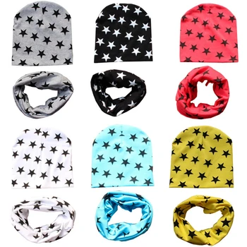 

New Stars Solid Style Crochet Children Hat Scarf Autumn Winter Girls Boys Caps Baby Kids Hat Scarf Set Child Caps Baby Cap Scarf