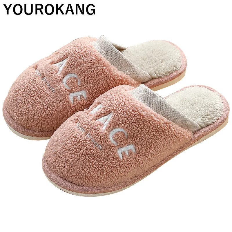

2020 Warm Women Shoes Winter Plush Women Cotton Slippers Couple Bedroom Home Slippers Household Unisex Floor Shoes For Lovers