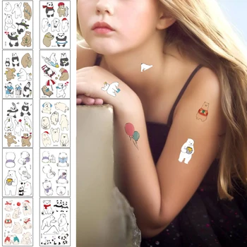 

Cute Temporary Tattoo Cartoon Little Bear Sticker for KidS Panda Brown White Bear Design Funny Lovely Waterproof DIY Body Tattoo