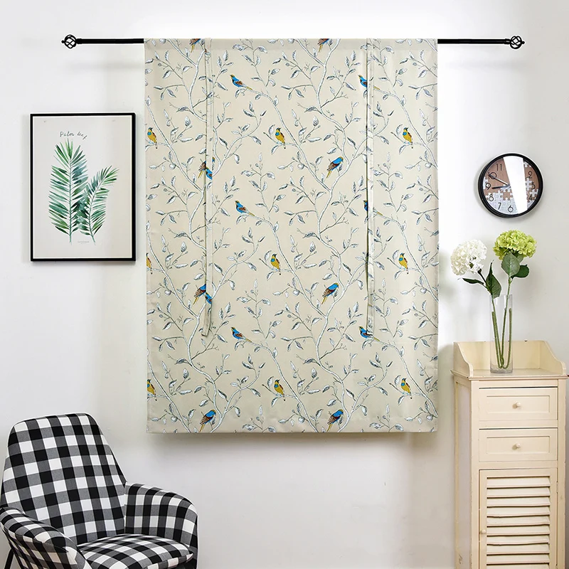 Римские короткие занавески с цветочным рисунком и птицей ленточные для гостиной