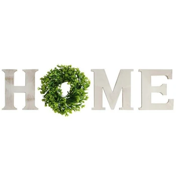 

Wooden Home Signs Alphabet Rustic Letters Door English Wreath Artificial
