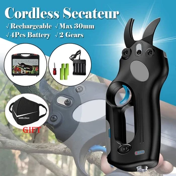 

12V Cordless Pruner Electric Pruning Shears Rechargeable Scissors Wireless Garden Branches Pruning Tools with 4 Li-ion Battery