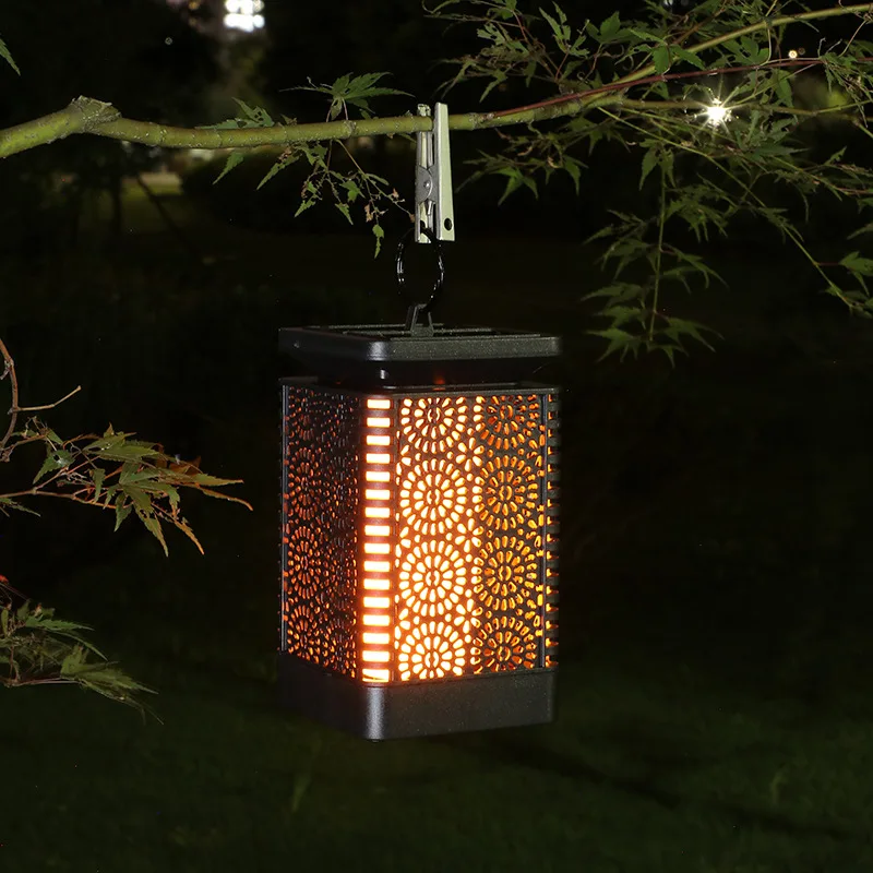 Amazon Hot Selling Retro Solar Model Flame Light Outdoor Waterproof LED Hanging Light Courtyard Decoration Landscape Lamp