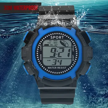 

Fashion Outdoor Sports Men's Electronic Watch Waterproof Black Silicone Strap Luminous LED Display Watches Men Wristwatch Gift