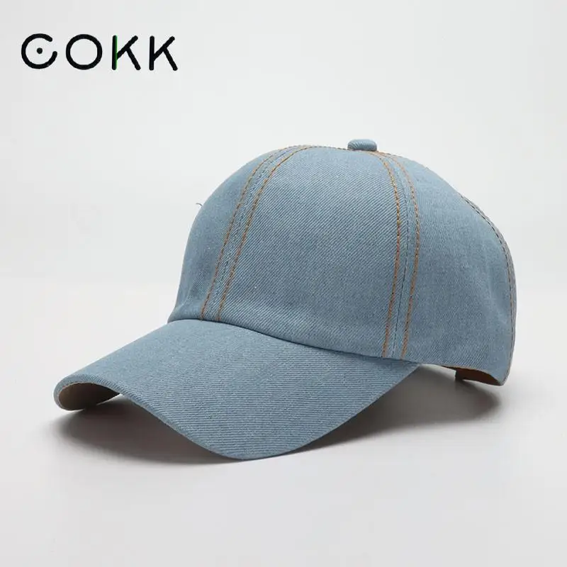 

COKK Demin Baseball Caps Women's Hip Hop Caps Hole Cap for Men Outdoor Dad Hat Adjustable Gorras Unisex Casquette Washed Solid