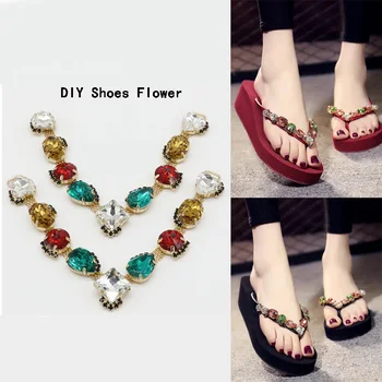 

2020New 10Pcs Square Rhinestone shoes Connectors chain for DIY flip-flops shoes or hair Embellishment accessories LP215