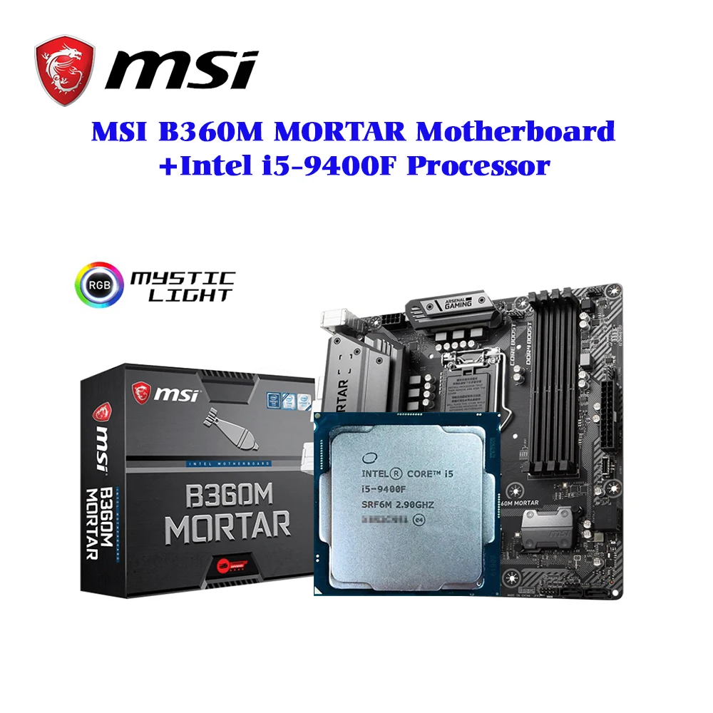 Материнская плата MSI B360M Mortar материнская LGA 1151 DDR4 USB 3 1 M.2 SATA3 CROSSFIRE M ATX + процессор Intel