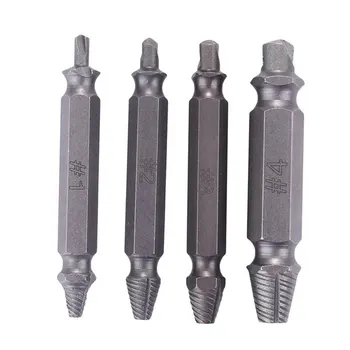 

4Pcs/set Damaged Screwdriver Extractor Set Double Side Broken Screw Bolt Stud Remover Puller Center Drill Bit Removal Tools