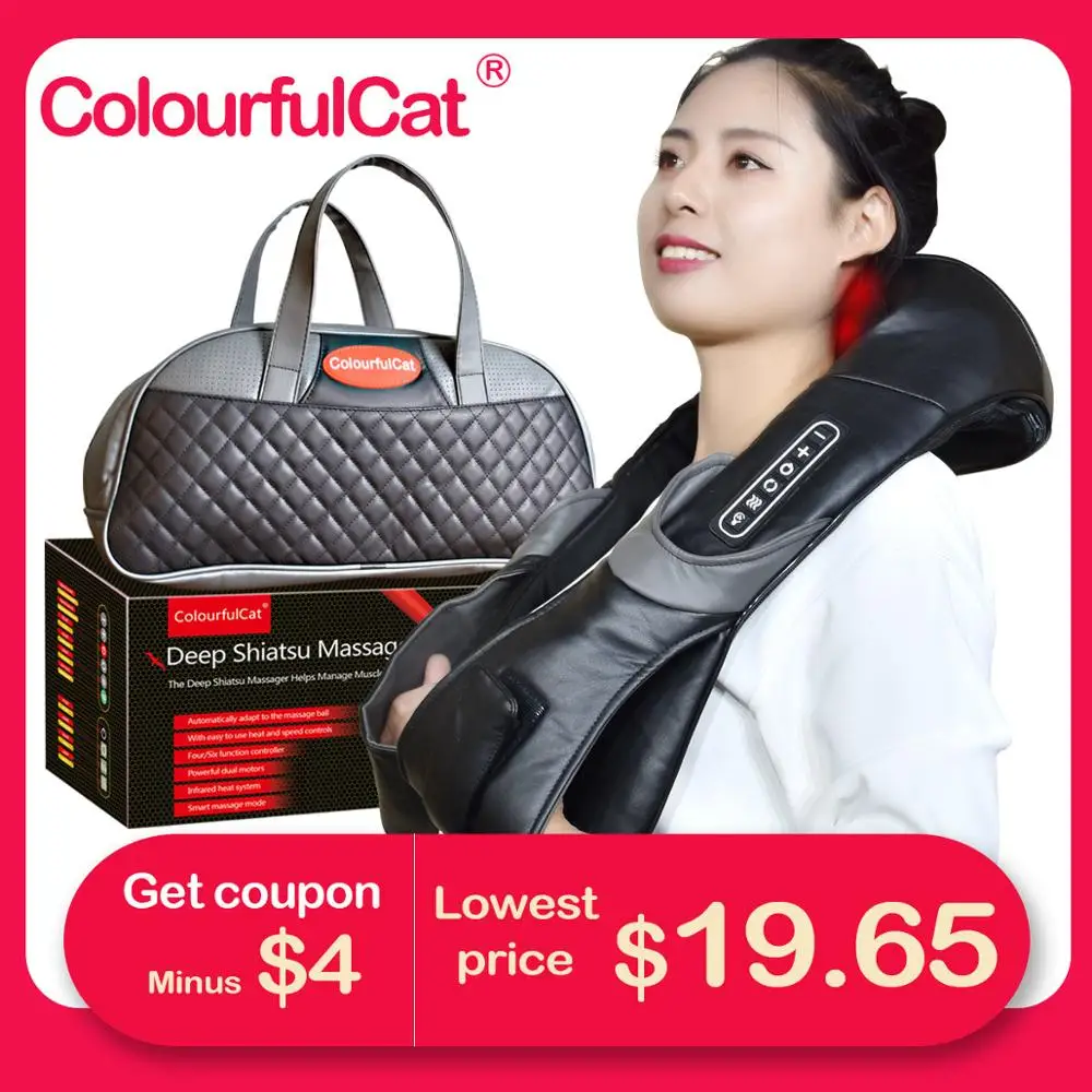 

Neck and Back Massager with Adjustable Strap and Heat Electric Shiatsu Shoulder Massagers with Deep Tissue Kneading Massage