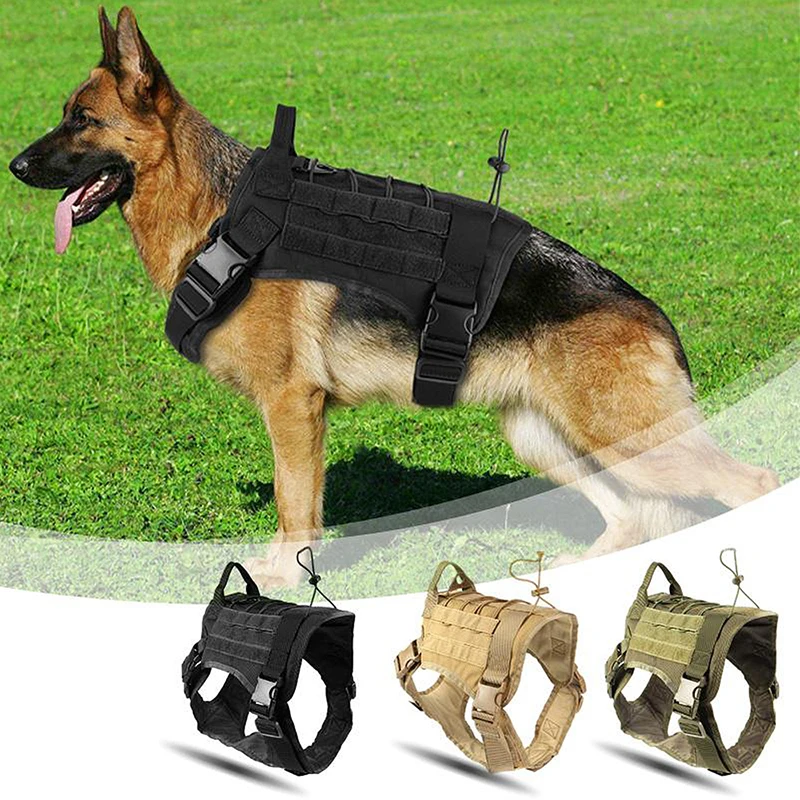 Military Tactical Dog Harness Working Dog Vest Nylon Bungee Leash Lead Training Running For Medium Large Dogs German Shepherd