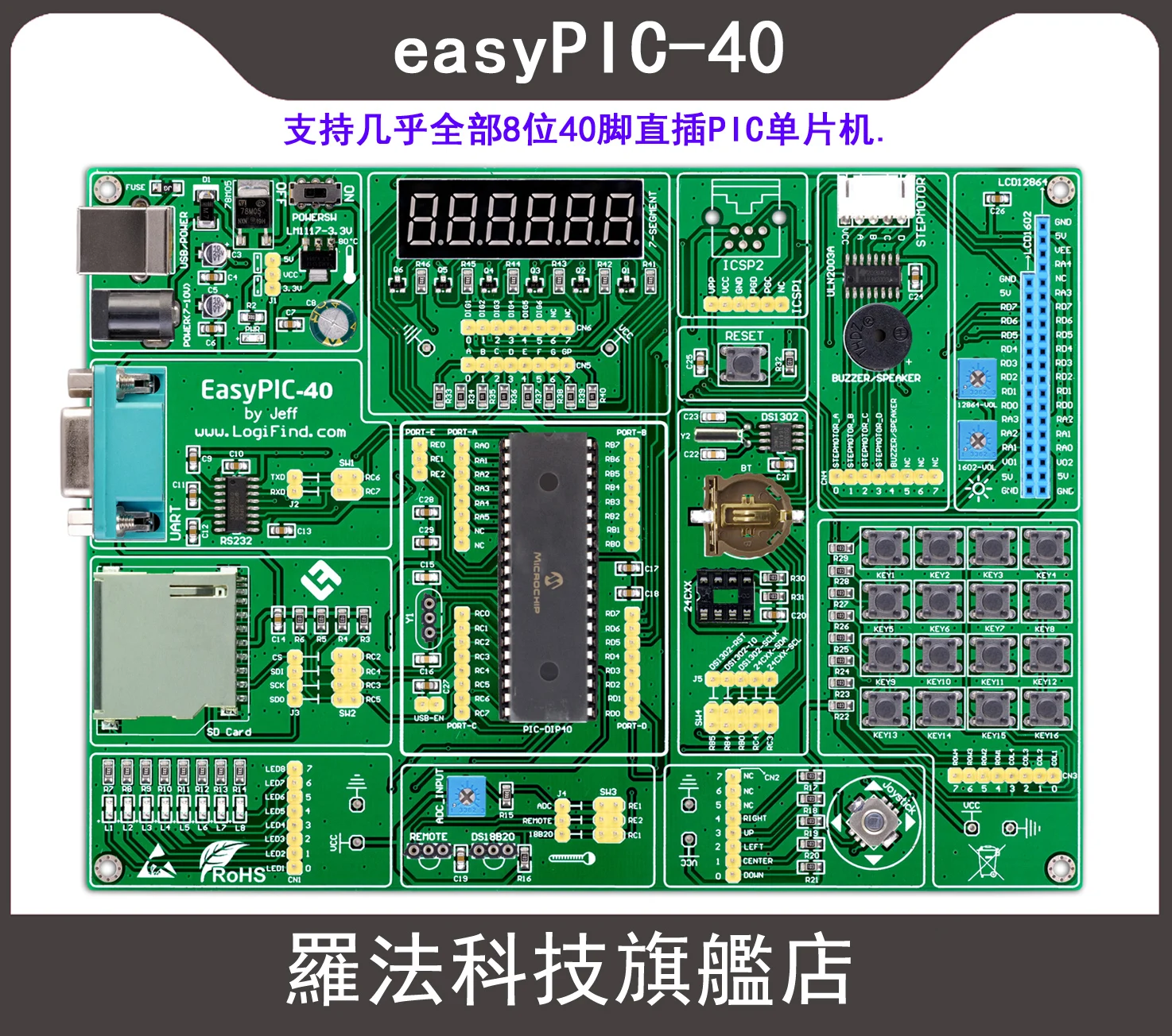 

Плата обучения и разработки PIC MCU с чипом pic18f4550