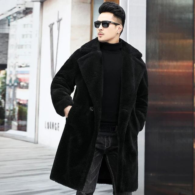 Compra online de Casaco de mistura de lã masculina jaqueta de lã de outono  homem peacoat casacos de lã de inverno gola virada para baixo