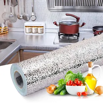 

Removable Kitchen Oil-proof Waterproof Stickers Aluminum Foil Kitchen Stove Cabinet Self Adhesive Wall Sticker DIY Wallpaper