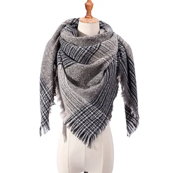 

Lady Patchwork Contract Color Simple Design Triangular Cashmere Casual Neck Scarves Shawls For Women Autumn Winter Scarf