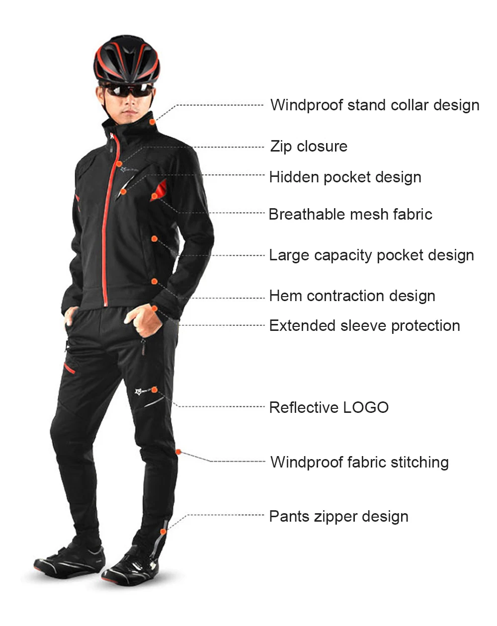 ROCKBROS, зимний комплект одежды для велоспорта, для мужчин и женщин, для велоспорта, Джерси, топ и штаны, ветрозащитная флисовая термо Спортивная одежда для катания на лыжах