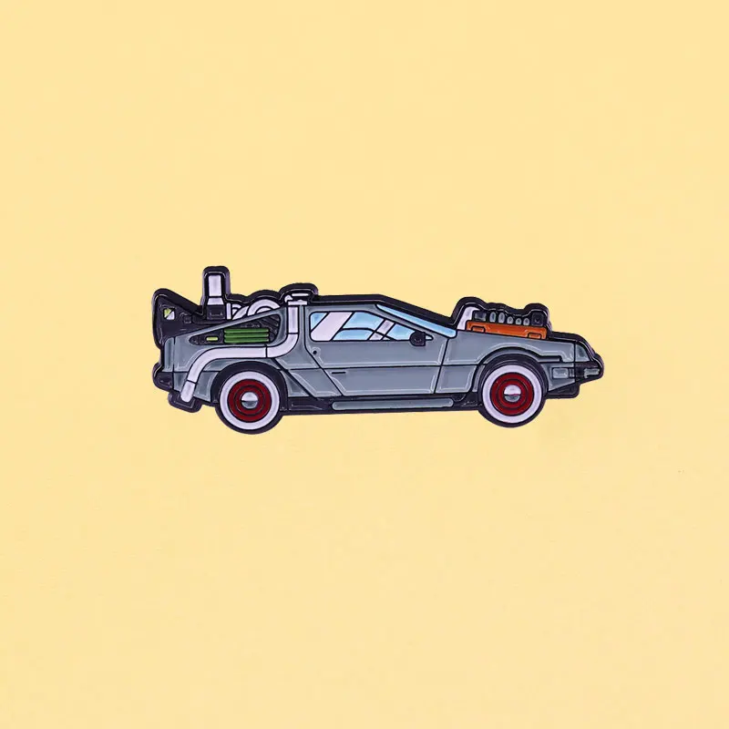 Delorean эмалевые булавки для спортивного автомобиля семья путешествия с