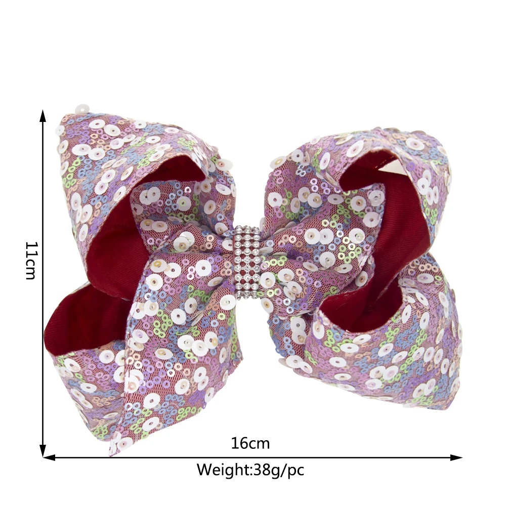 Мода большой ребенок 8 дюймов заколка для волос с бантом блестящие, ручной работы бант с пайетками шпилька бутик заколка головные уборы аксессуары для девочек