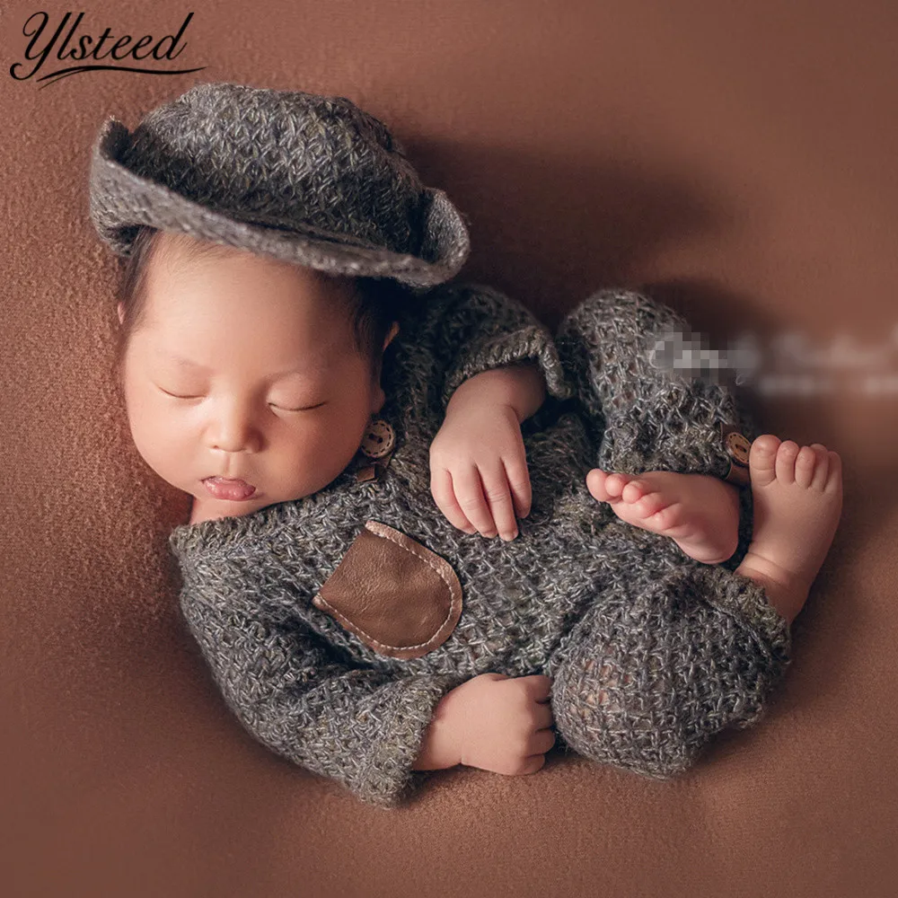 Ylsteed/костюм для фотосъемки новорожденных; комплект из 3 предметов; боди для малышей и ковбойская шляпа; реквизит для фотосессии для маленьких мальчиков; одежда для маленьких джентльменов