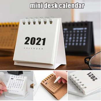 

2021 New Year Mini Desk Calendar Simple Desk Coil Notepad Kraft Paper Calendar Daily Schedule GDeals