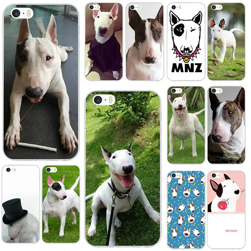 

Soft TPU Silicone Phone Cases for iPhone 6 6S 8 Plus 6S Plus 7 Plus 4 4S 5 5S SE 5C X XR XS Max Happy Bull Terrier Dog Puppies