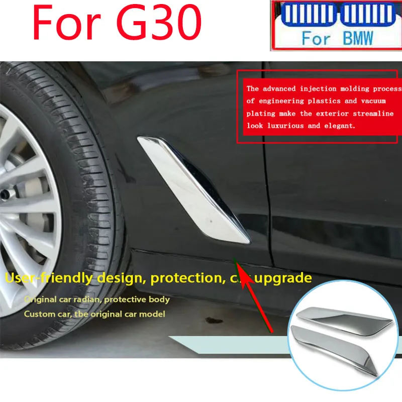 

ABS Car Decoration Sequins For BMW 5 series G30 2017 2018 Silver Plating Outside Air Outlet Fender Bumper Sticker Accessories