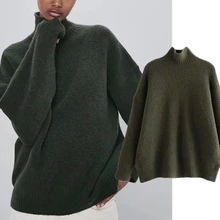 

Maxdutti Winter Sweaters Women Casual Enlgand Pullovers Tops Style Fashion Turtleneck Sweaters Women Solid Simple Oversize Warm