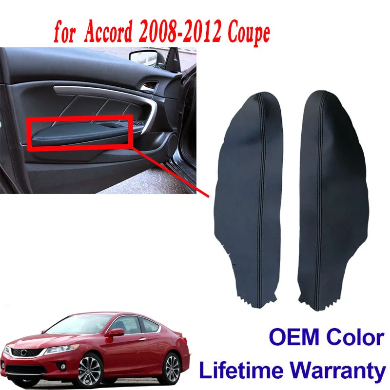 Leather Front Door Panels Armrest Cover for Honda Accord 2008-2012 Sedan Black