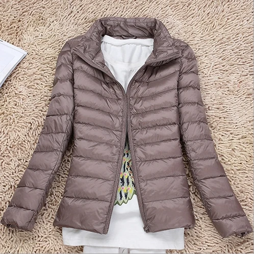khaki style2 Ультра легкие куртки на утином пуху Женское зимнее пальто с капюшоном теплая зимняя куртка с длинным рукавом женская одежда плюс размер 8XL - Цвет: khaki style2