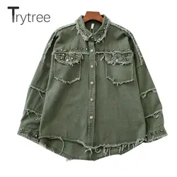 Trytree/2019 осенне-зимнее женское повседневное пальто с заклепками с отложным воротником однобортная кнопка с кисточкой модное Свободное